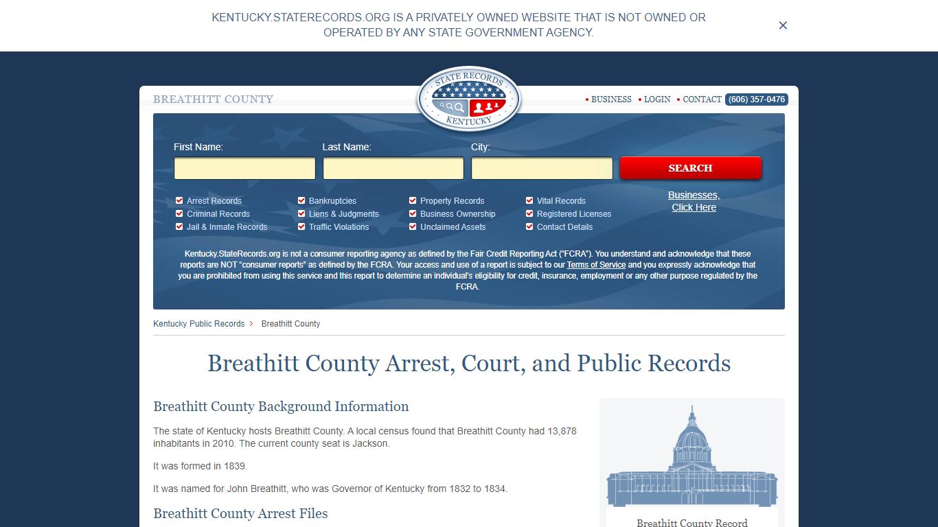 Breathitt County Arrest, Court, and Public Records
